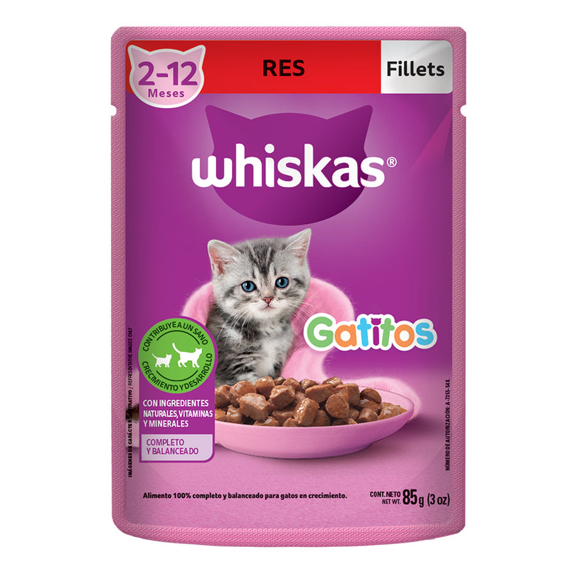 WHISKAS POUCH GATITOS CARNE X 85 GR