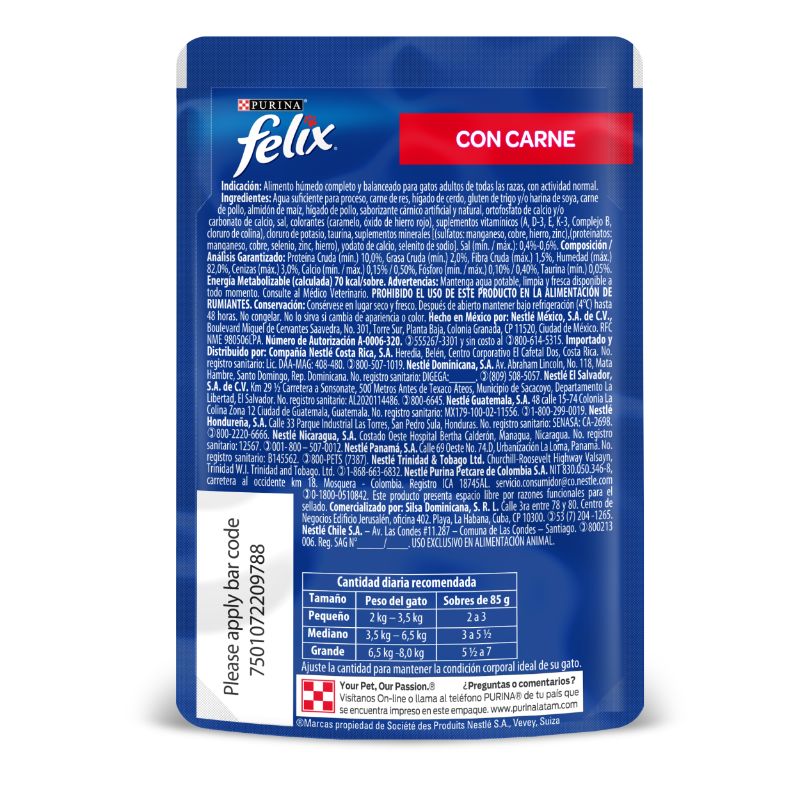 FELIX POUCH ADULTO CARNE 85 GR