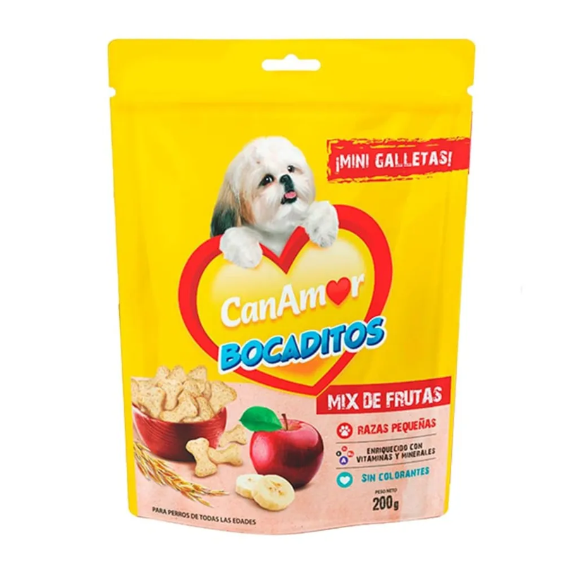 BOCADITOS CANAMOR MIX DE FRUTAS RAZA PEQUEÑA 200 GR