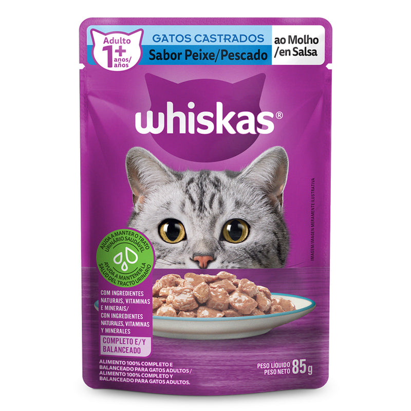 WHISKAS POUCH GATOS CASTRADOS  PESCADO X 85G