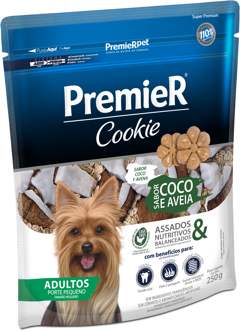 Snack Para Perro Premier Cookie Adulto Raza Pequeña Coco / Avena 250 Gr