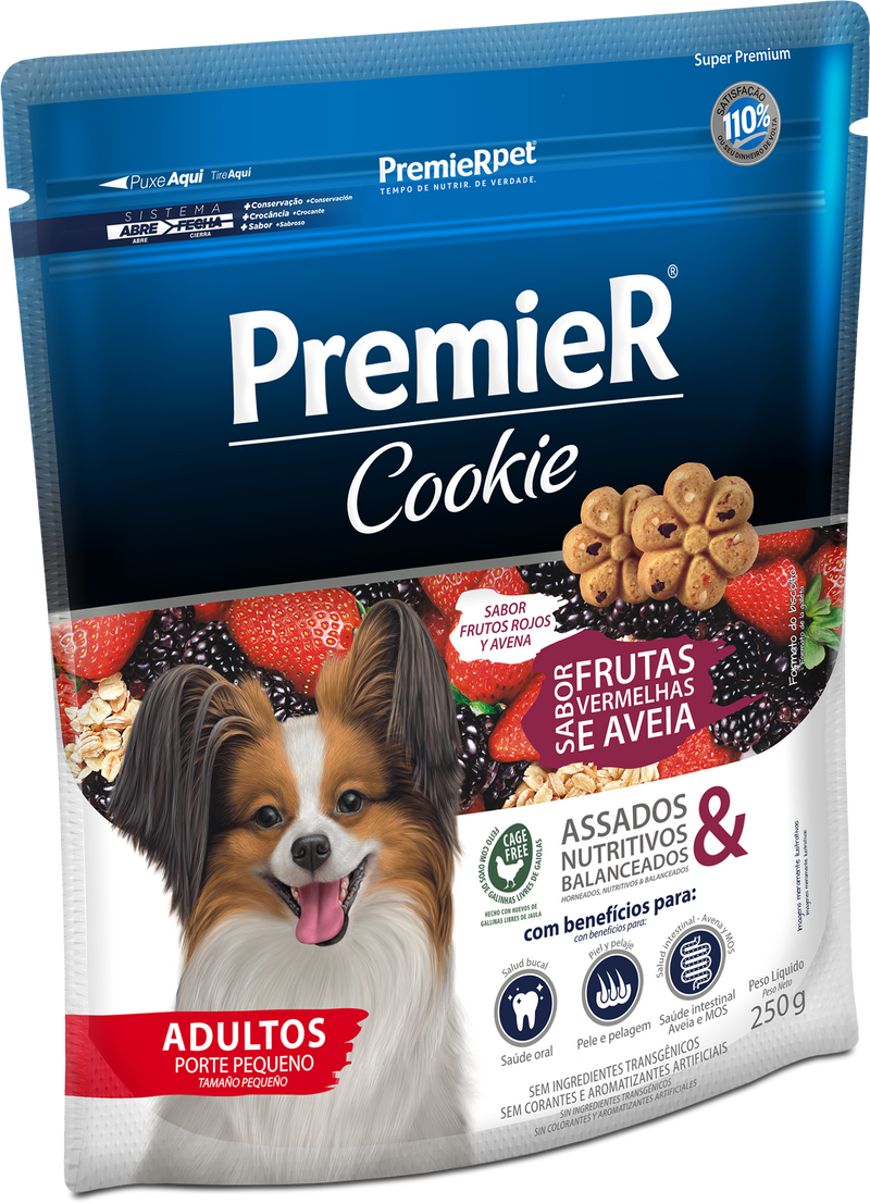 Snack Para Perro Premier Cookie Adulto Raza Pequeña Frutos Rojos / Avena 250 Gr