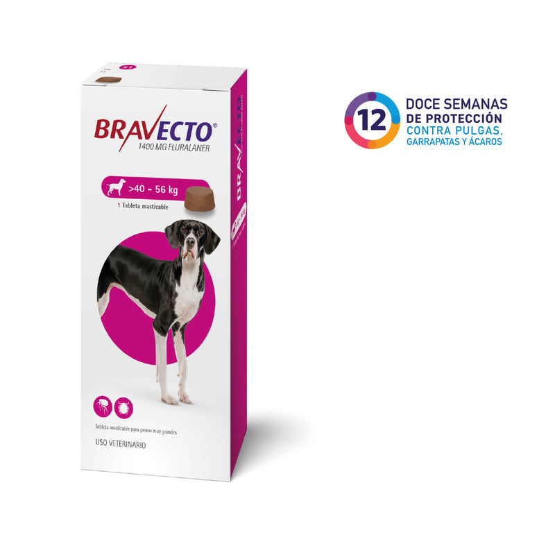 BRAVECTO 12 semanas (40 A 56 KG) Antipulgas y garrapatas