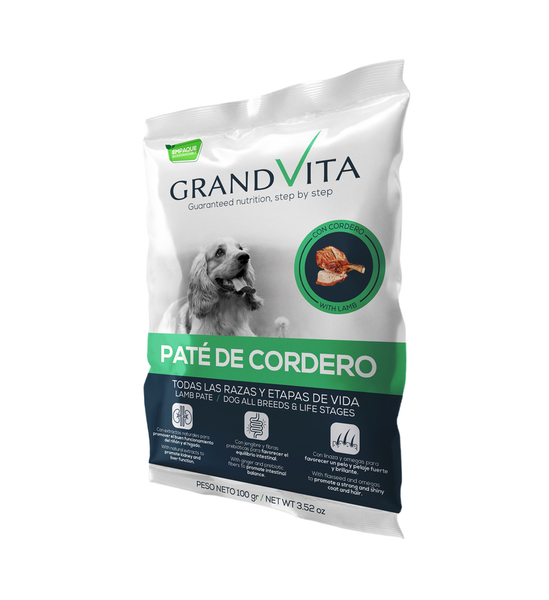 Comida Húmeda Para Perro Grand Vita Paté De Cordero 100 Gr