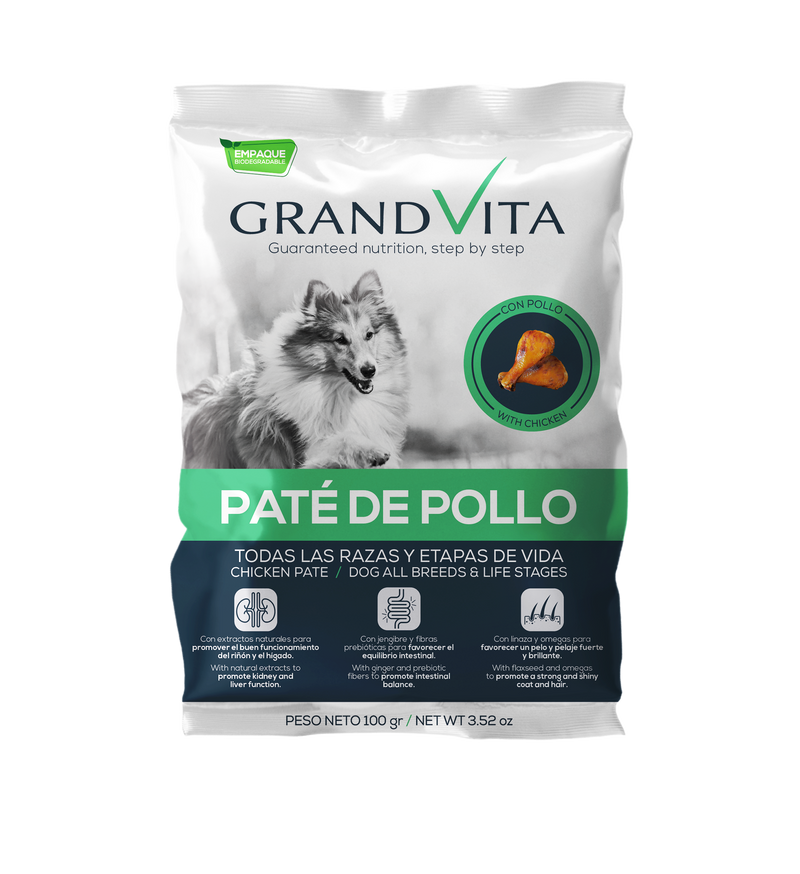 Comida Húmeda Para Perro Grand Vita Paté De Pollo 100 Gr