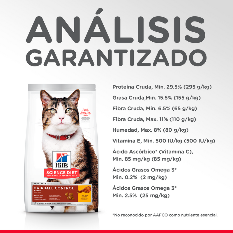 Comida para gato Hills Hairball Adulto 3,5Lbs a 15,5Lbs