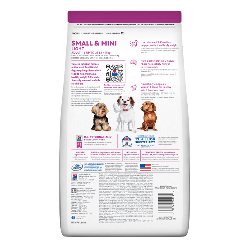 Comida para perro Hills Adulto Light Razas Miniatura 4,5Lb A 15,5Lb