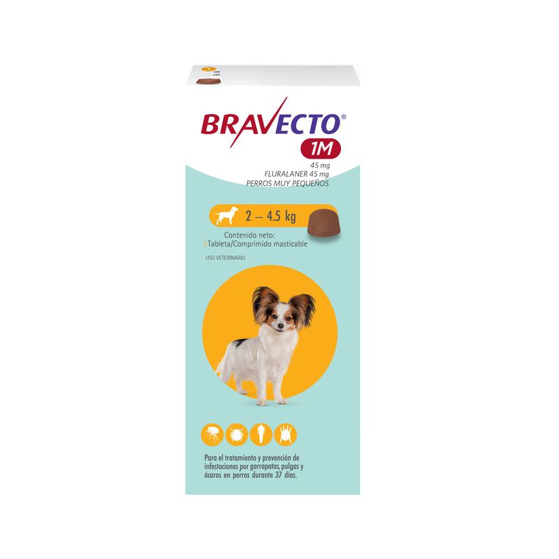 BRAVECTO 37 días (perros de 2 A 4,5 KG) Antipulgas y garrapatas