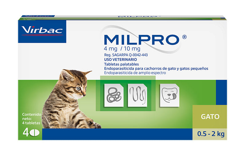 MILPRO GATOS KITTEN CAJA X 4 TABLETAS