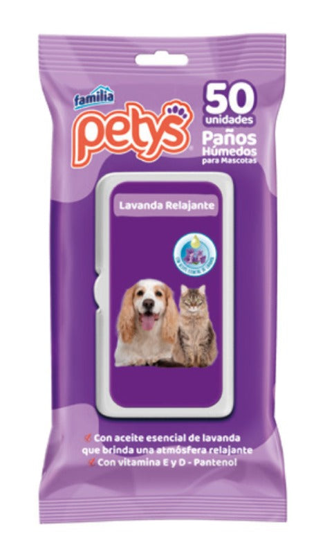 PAÑOS HUMEDOS PETYS LAVANDA X 50 UNDS