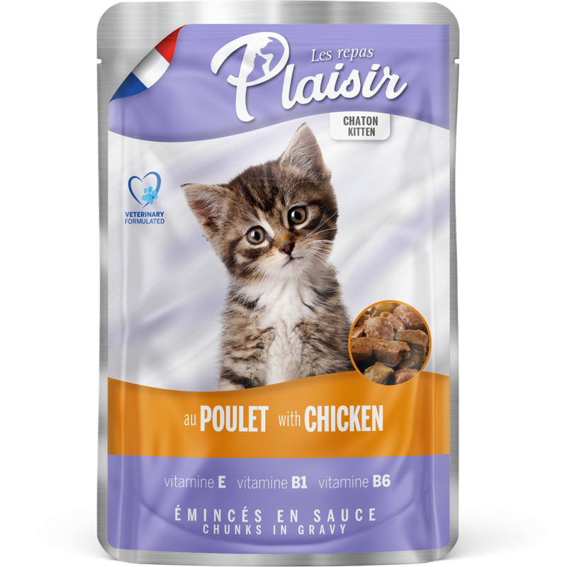 Comida Húmeda Para Gatito Pouch Plaisir Trozos Pollo 100 Gr