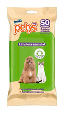 Paños Húmedos Para Perro y Gato Petys Esencial X 50 Unds