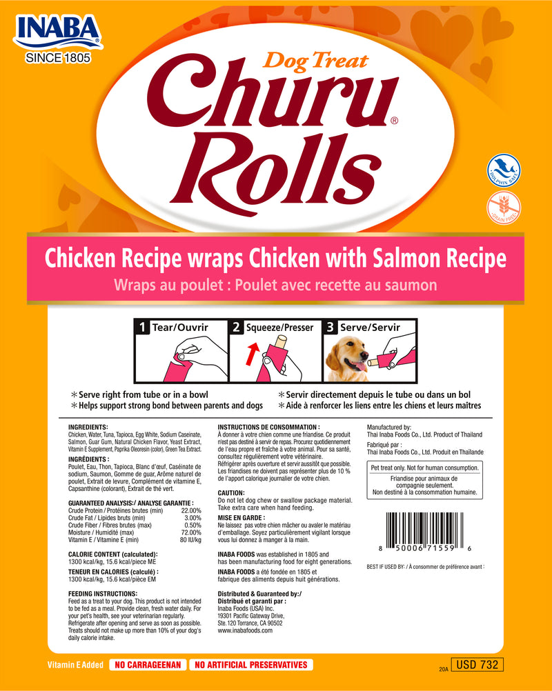 Snack Para Perro Inaba Dog Churu Rolls Chicken / Salmon 8und