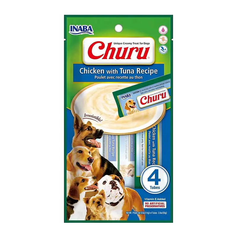 CHURU PERRO SABOR A POLLO Y ATUN 56 GR 4 UND