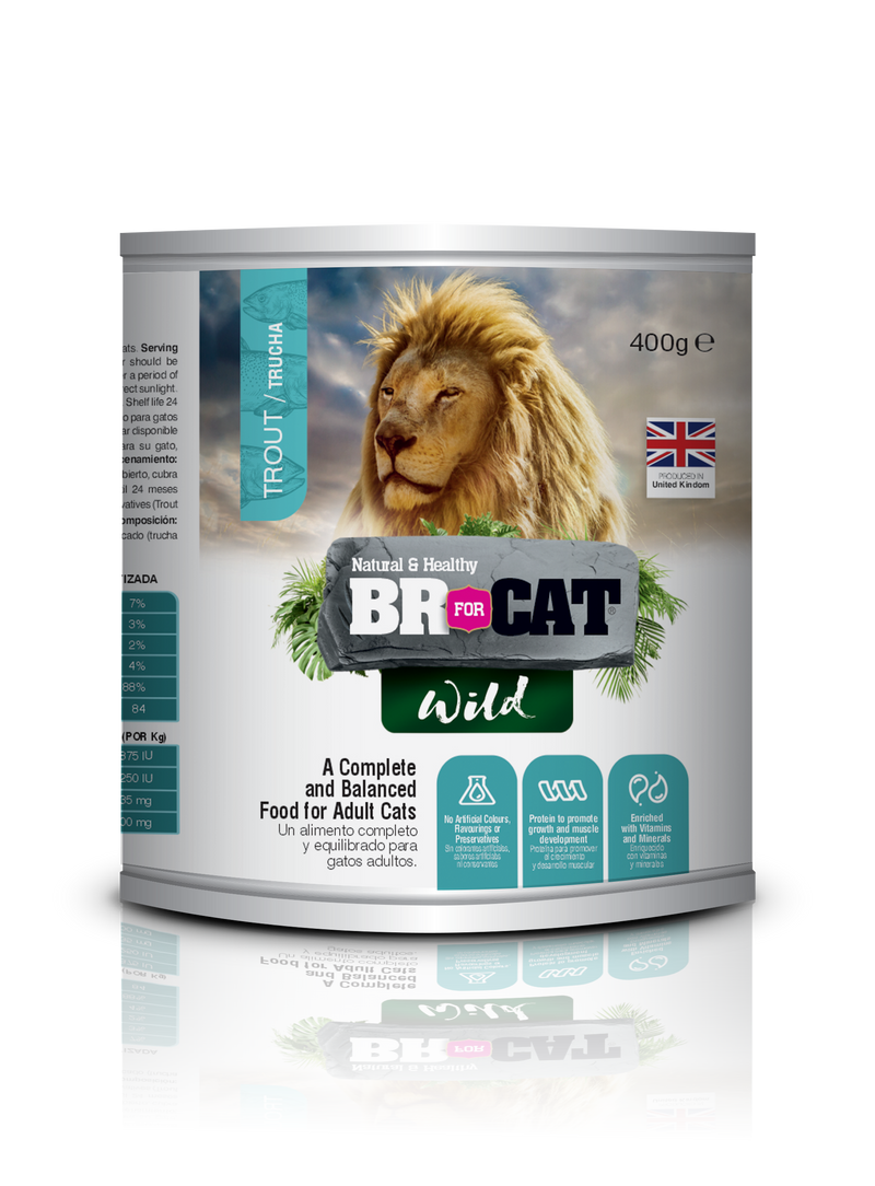 Comida Húmeda Para Gato Lata Br For Cat Wild Trucha 400 Gr