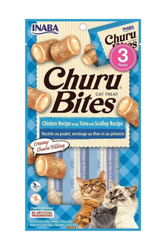 CHURU BITES GATO CHICKEN WRAPS ATÚN Y VIEIRA X 30 GR 3 UND