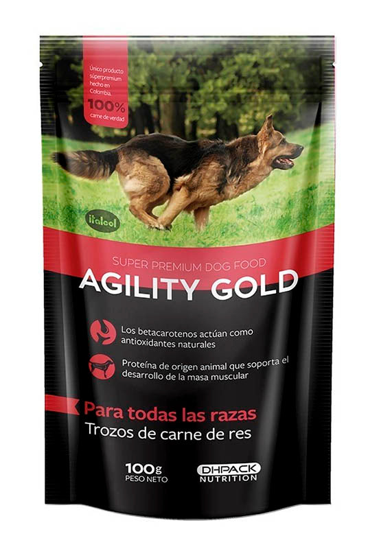 AGILITY GOLD POUCH TROZOS DE CARNE DE RES X 100 GR