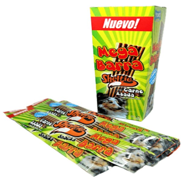 Comida Para Perro Sheltie Megabarras Carne Asada 38 Grs