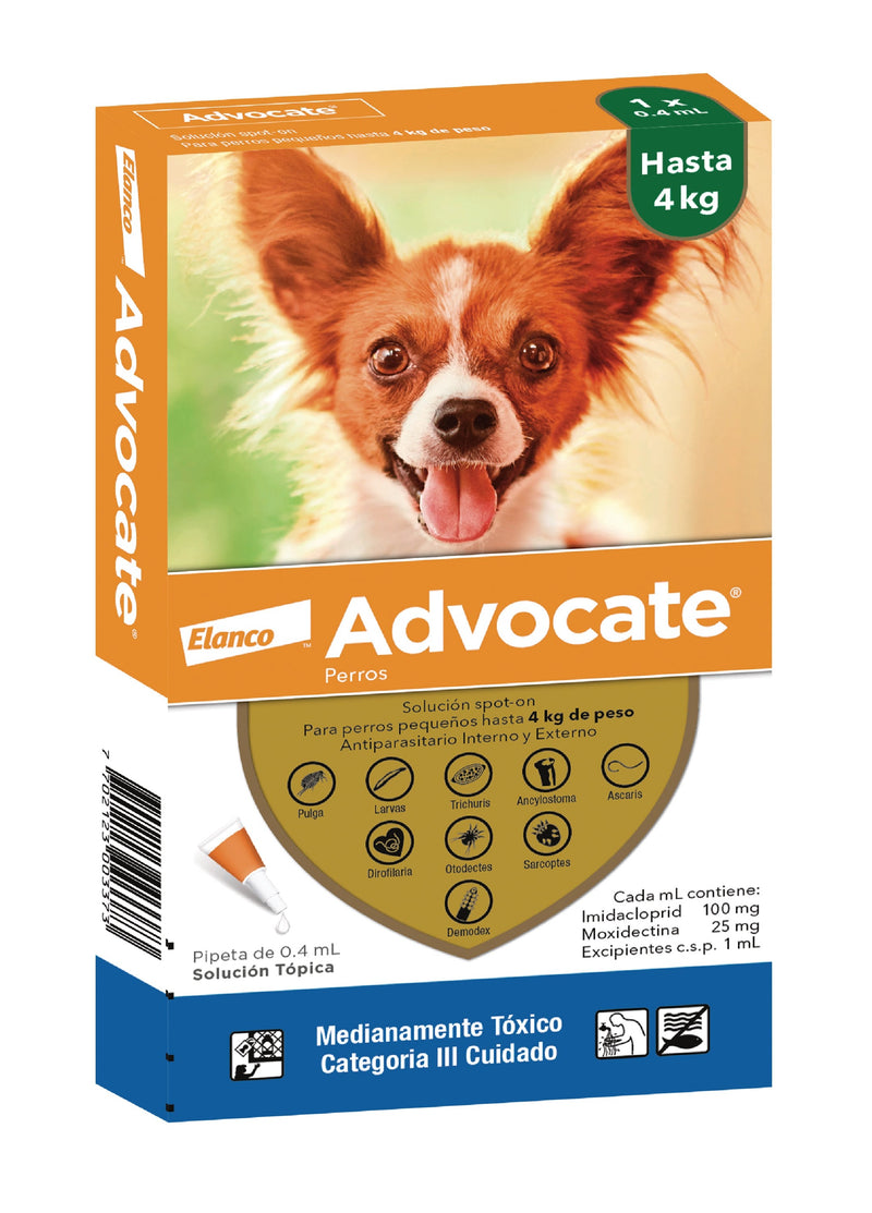 Antipulgas y Garrapatas Para Perro Advocate 0.4 ML de 0 - 4 Kg