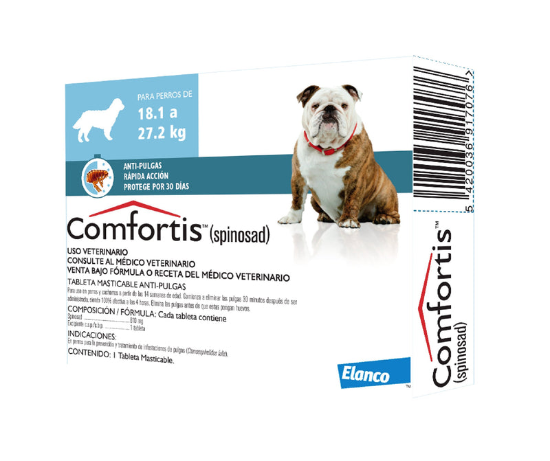 Antipulgas y Garrapatas Para Perro Comfortis Tableta De 18.1 a 27.2 Kilos