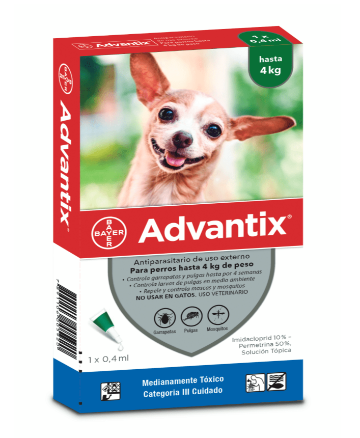 ADVANTIX 0.4 ML PARA PERROS ENTRE 0-4 KILOS DE PESO