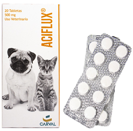 Medicamento Para Perro y Gato Aciflux X 500 Mg Blister X 20 Tabletas