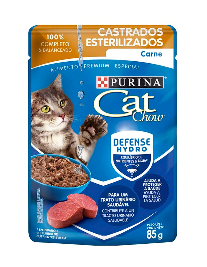 CAT CHOW POUCH ADULTO ESTERILIZADOS CARNE X 85 GR