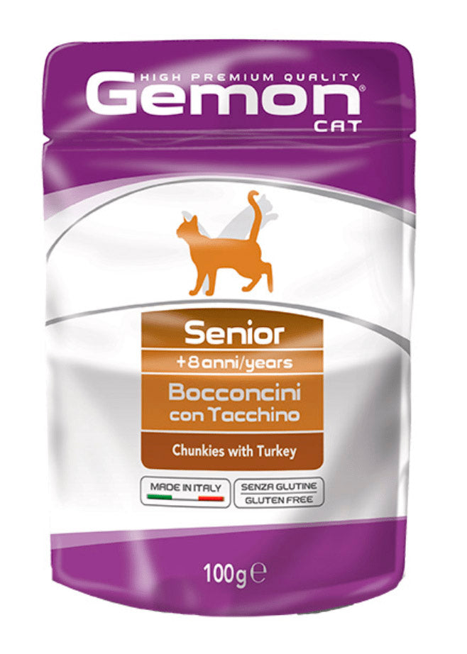 GEMON CAT POUCH SENIOR TURKEY X 100 GR