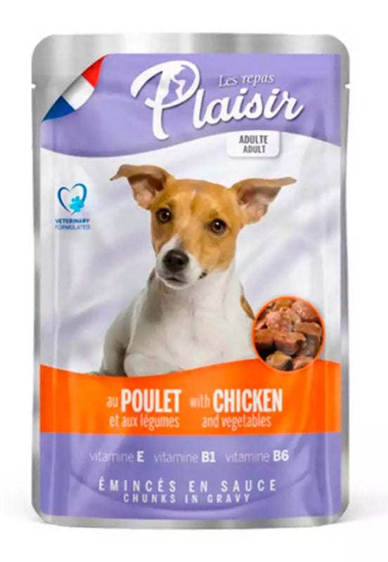 POUCH PLAISIR DOG ADULTO TROZOS POLLO X 100 GR