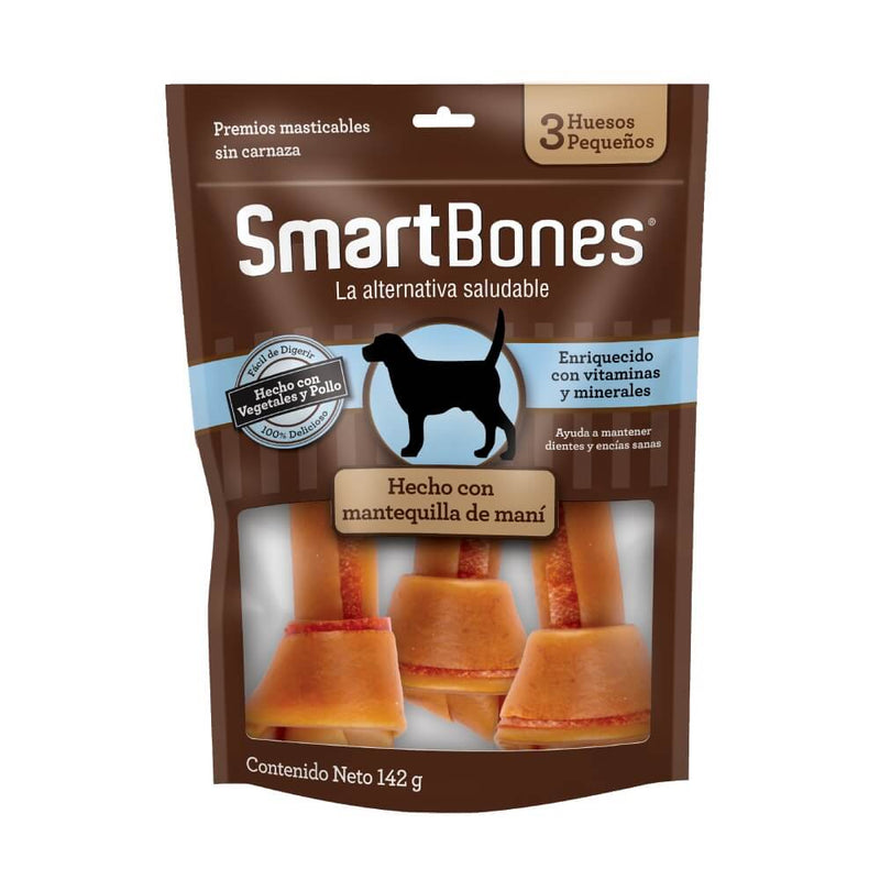 Snack para perros pequeños Smartbones Mantequilla de Mani Paquete 3 Und