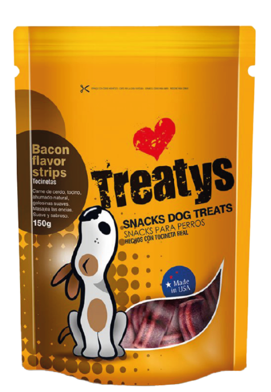 TREATYS BACON FLAVOR STRIPS - 150 GR